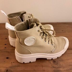 Free People Palladium Beige Lace-Up Combat Boots